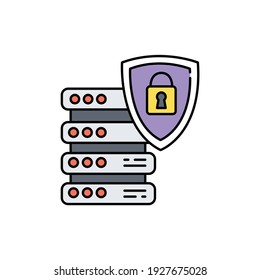 Data protection сolor line icon. Pictogram for web page, mobile app, promo. UI UX GUI design element. Editable stroke.