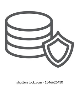 Data protection line icon, privacy and security, server protection sign, vector graphics, a linear pattern on a white background, eps 10.