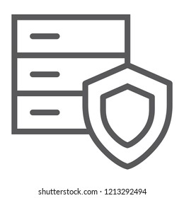 Data protection line icon, safety and storage, security sign, vector graphics, a linear pattern on a white background, eps 10.