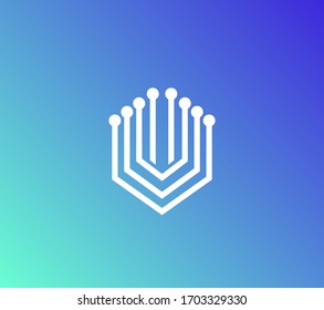 Data protection logotype. Simple thin line design. Modern outline symbol internet security, cybersecurity, computer protection.