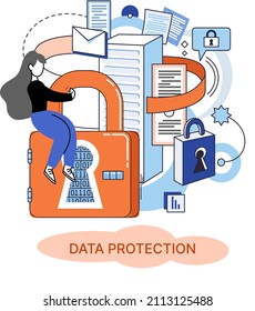 Datenschutz-Metapher, Privatsphäre, Informationssicherheit. Sicheres Datenmanagement und Schutz von Hacker-Angriffen. Geschützte Zugriffskontrolle Antivirensoftware sichere Internetkommunikation, sicherer Speicher