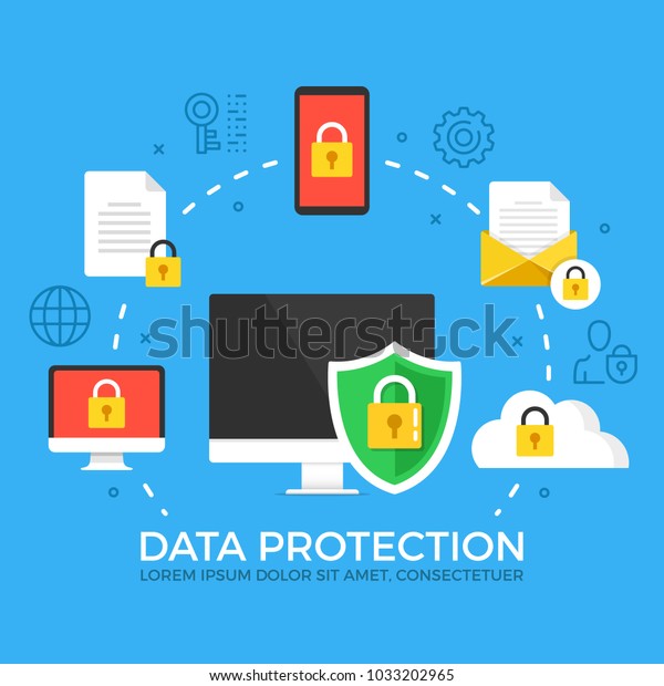 Data protection. Modern flat design style\
graphic elements. Thin line icons set and flat icons set for web\
banners, websites, infographics, printed materials. Premium\
quality. Vector\
illustration