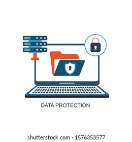Data protection and Network security. Data Protection, privacy, and internet security flat vector concept