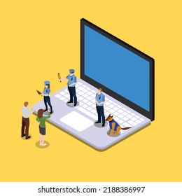 Data protection officer isometric 3d vector illustration concept for banner, website, illustration, landing page, flyer, etc.