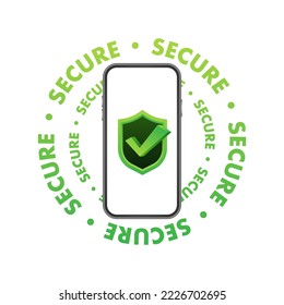 Datenschutz auf Smartphone, Privatsphäre und Internetsicherheit. Vektorgrafik.