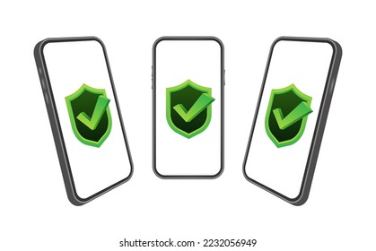 Data Protection on smartphone, privacy, and internet security. Vector stock illustration.