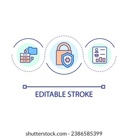 Data protection online loop concept icon. E learning program. Students information safety abstract idea thin line illustration. Isolated outline drawing. Editable stroke. Arial font used