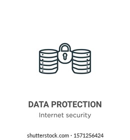 Data protection outline vector icon. Thin line black data protection icon, flat vector simple element illustration from editable internet security concept isolated on white background