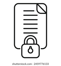 Data protection padlock icon outline vector. Copyright protect. Data justice