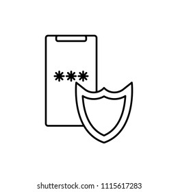 data protection in the phone line icon. Element of insurance sign for mobile concept and web apps. Thin line data protection icon can be used for web and mobile. Premium icon on white background