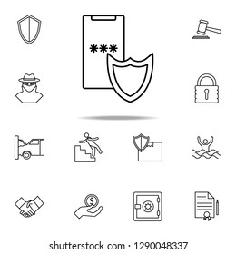 data protection in the phone line icon. Insurance icons universal set for web and mobile