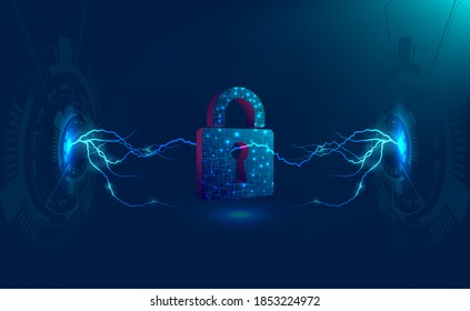 Concepto de privacidad de protección de datos. Símbolo de bloqueo, seguridad de la tecnología cibernética, ilustración vectorial