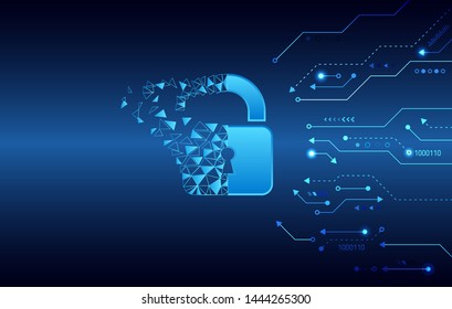 Data protection privacy concept. Padlock icon and internet technology networking connection. Cyber security internet and networking concept. Abstract circuit board. 
