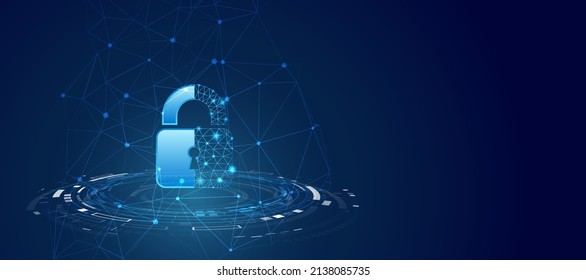 Data protection privacy concept. Padlock icon and internet technology networking connection. Cyber security internet and networking concept. Abstract circuit board.