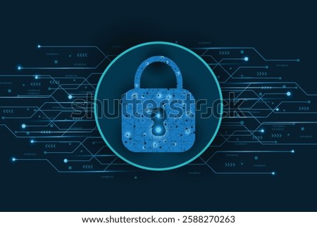 Data protection privacy concept. Padlock icon and internet technology networking connection