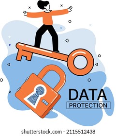 Data protection, privacy, information security. Secure data management and protect data from hacker attacks. Protected access control, antivirus software, safe internet communication, secure storage