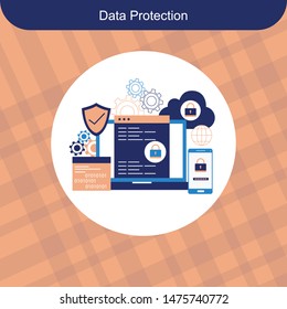 
Data Protection, privacy, and internet security flat vector concept