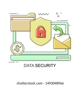 Data protection, privacy and internet security concept. Flat style. 