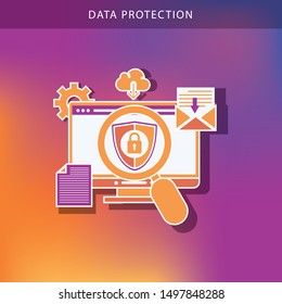 Data Protection, privacy, and internet security flat vector concept