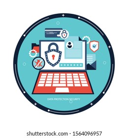 Data Protection, privacy, and internet security flat vector concept