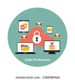 Data Protection, privacy, and internet security flat vector concept