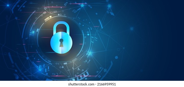 Data protection, privacy, and internet security concept. Hi-tech various background. Cyber security for business and internet projects. Vector illustration of data security services.