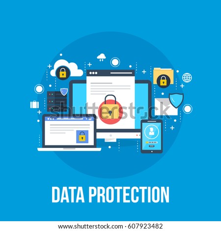 Data Protection, privacy, and internet security flat vector concept