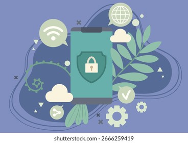 Ilustração do estilo moderno de proteção de dados e privacidade