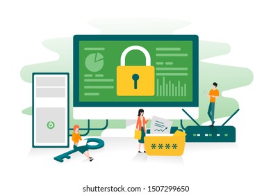 Data protection, privacy, data security and internet security concept. Illustration for website, landing page and infographic