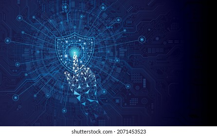 Data protection privacy.Cyber security network.Digital security.security guard. Touch the future. Futuristic fingerprint.