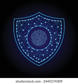 Data protection privacy.Cyber security network.Digital security.security guard. Touch the future. Futuristic fingerprint.