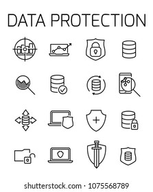 Data protection related vector icon set. Well-crafted sign in thin line style with editable stroke. Vector symbols isolated on a white background. Simple pictograms.