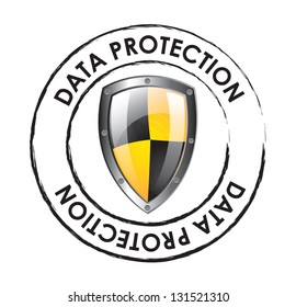 Data protection seal over white background vector illustration