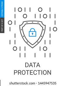 Data Protection Shield Icon With Lock Symbol on It