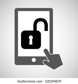 data protection smartphone padlock open icon vector illustration eps 10