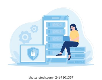 data protection trending concept flat illustration