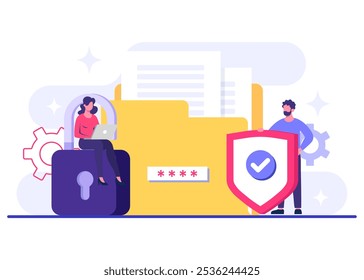 Ilustración vectorial de protección de datos para la página de destino, Anuncio de Web, infografías, póster, redes sociales