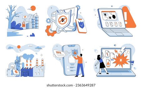 Data protection. Vector illustration. Technology plays crucial role in ensuring datsafety Businesses prioritize privacy and datprotection to build trust with their customers Locking down sensitive