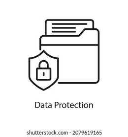 Ilustración de diseño de iconos de contorno vectorial de protección de datos. Símbolo de aplicación web y móvil sobre archivo EPS 10 de fondo blanco