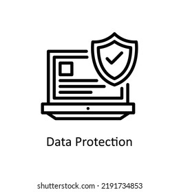 Data Protection vector Outline Icon Design illustration on White background. EPS 10 File