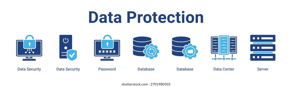 Data Protection web banner icon element for design in a collection