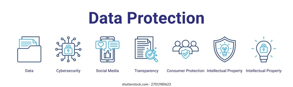 Elemento de icono de Anuncio de Web de protección de datos para el diseño en una colección