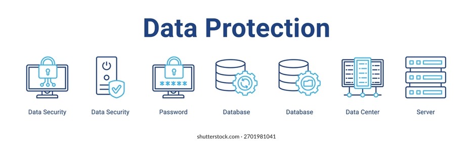 Data Protection web banner icon element for design in a collection
