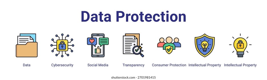 Data Protection-Webbanner-Symbolelement für das Design in einer Sammlung