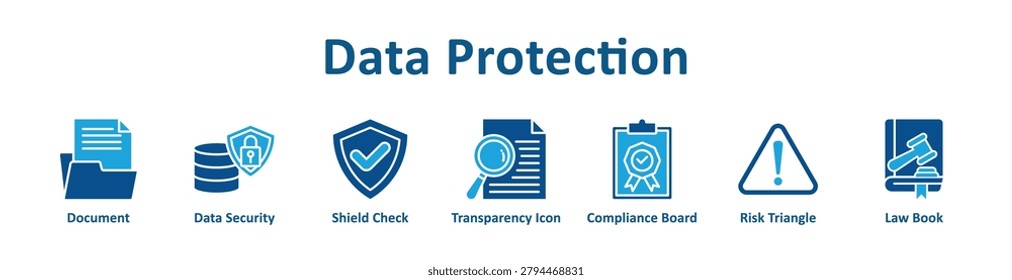 -Data Protection web icon banner with glyph color style