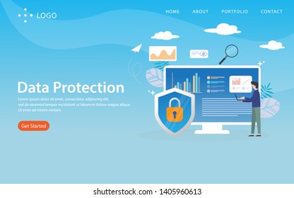 Data Protection, Website Template, Vector Layered, Easy To Edit And Customize, Illustration Concept