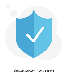 Data protection with a white checkmark and blue shield. Cybersecurity.Privacy of personal information. Vector illustration isolated. 