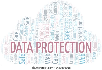 Data Protection word cloud. Wordcloud made with text only.