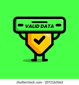 data protector, cartoon valid shield, illustration of data security