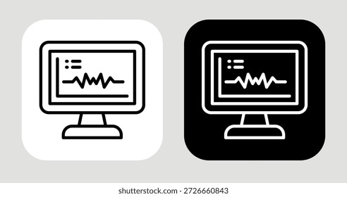 Icono de pulso de datos en estilo de línea en blanco y negro
